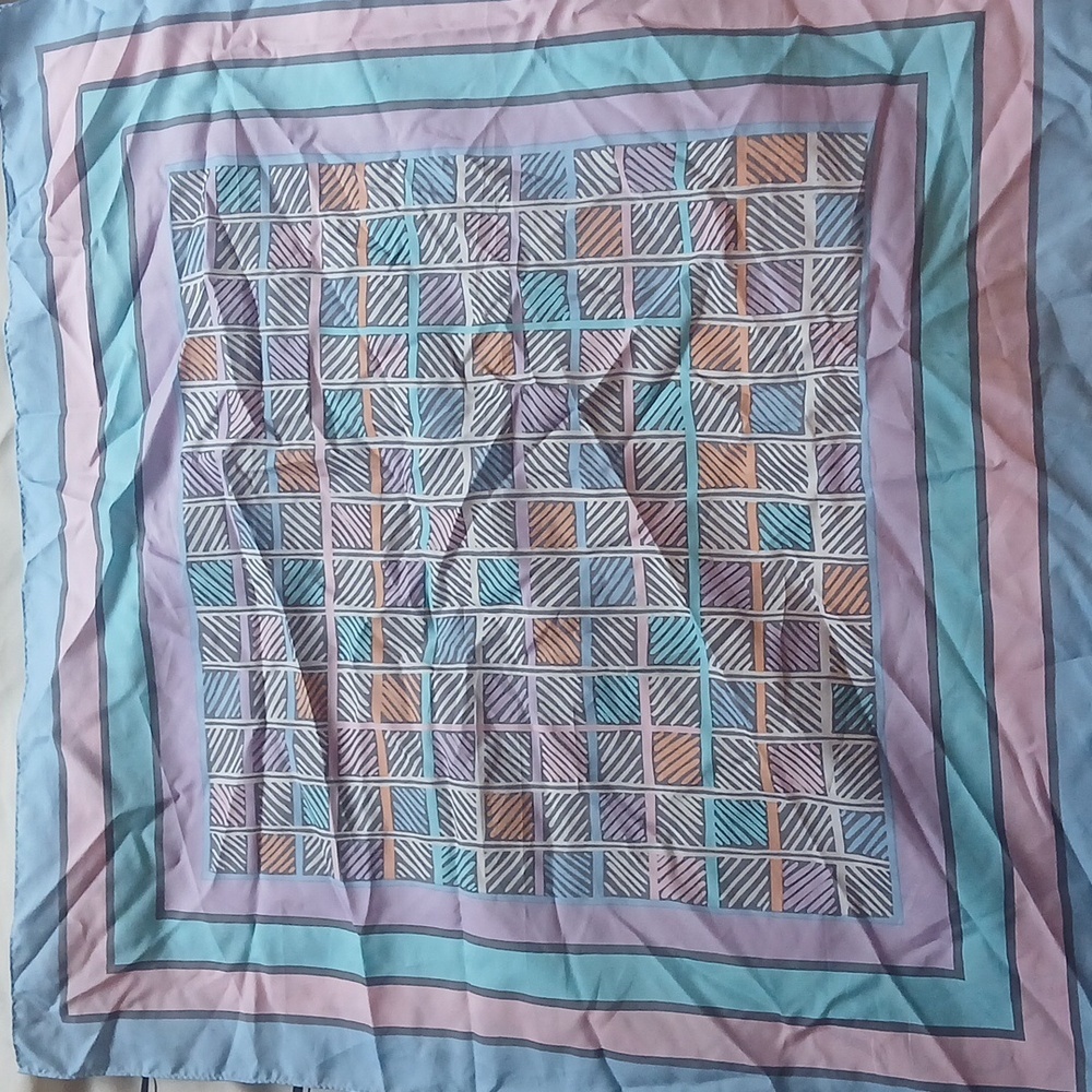 Large Vintage Waterproof Totes Pastel Geometric Scarf
